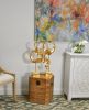 Golden Emerald Peacocks on Stand Set of 2