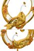 Golden Emerald Peacocks on Stand Set of 2