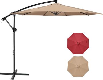 10ft Offset Umbrella Cantilever Patio Hanging Umbrella Outdoor Market Umbrella with Crank & Cross Base Suitable for Garden, Lawn, backyard and Deck