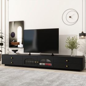 ON-TREND Luxurious TV Stand with Fluted Glass Doors, Elegant and Functional Media Console for TVs Up to 95''