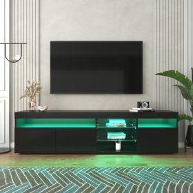 Modern Design TV Stands for TVs up to 80'', LED Light Entertainment Center, Media Console with Multi-Functional Storage, TV cabinet for Living room