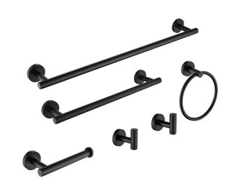 Bathroom Hardware Set, 6-Piece Bath Accessories Set Wall Mount Includes 17/23" Towel Bar,Toilet Paper Holder,Towel Ring