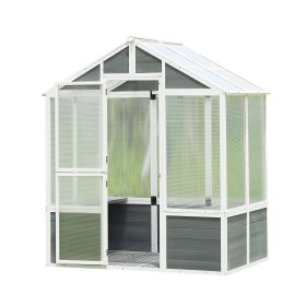 Greenhouse, Wooden Greenhouse Polycarbonate Garden Shed for Plants, 76''x48''x86'' Walk-in Outdoor Plant Gardening Greenhouse for Patio Backyard Lawn
