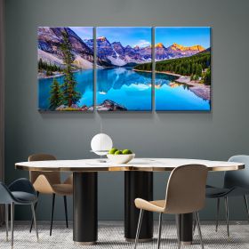 3 Panels Framed Nature Landscape Mountain & Lake Canvas Wall Art Decor,3 Pieces Mordern Canvas Decoration Painting for Office,Dining room,Living room