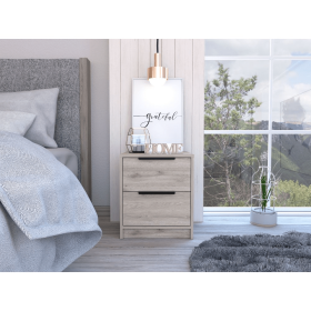 DEPOT E-SHOP Egeo Nightstand, Two Drawers, Superior Top, Light Gray
