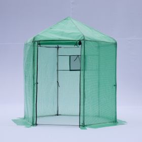 Walk-in Greenhouse Hexagonal Upgrade Reinforced Frame Heavy Duty Plastic Greenhouse Reinforced Thickened Waterproof Insulation(6.9*7.5 ft)