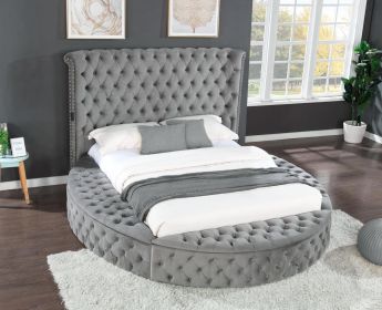 Hazel King Size Tufted Storage Bed made with Wood in Gray