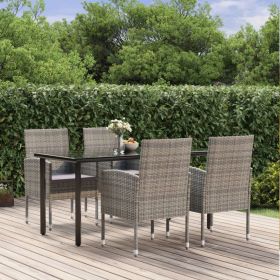 5 Piece Patio Dining Set with Cushions Anthracite Poly Rattan