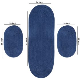 Country 3Pc Collection (Color: Dark Blue Solid, size: 3 Piece Set (20" x 30" | 24" x 72" | 20" x 30"))