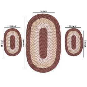 Country 3Pc Collection (Color: Brown Stripe, size: 3 Piece Set (20" x 30" | 36" x 60" | 20" x 30"))