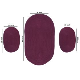 Country 3Pc Collection (Color: Burgundy Solid, size: 3 Piece Set (20" x 30" | 36" x 60" | 20" x 30"))