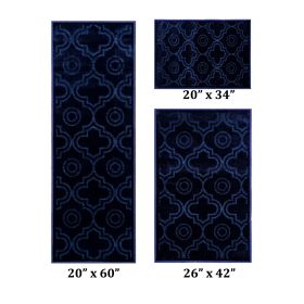 Arya Collection (Color: Navy, size: 3 Piece Set (20" x 60" | 26" x 42" | 20" x 34"))