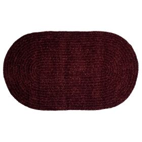Chenille Solid Collection (Color: Burgundy, size: 22" x 40" Oval)