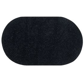 Chenille Solid Collection (Color: Black, size: 30" x 50" Oval)
