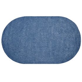 Chenille Solid Collection (Color: Smoke Blue, size: 30" x 50" Oval)