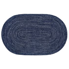 Chenille Tweed Collection (Color: Navy/Smoke Blue, size: 60" x 96" Oval)