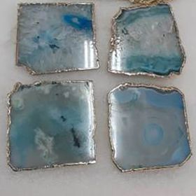 Agate Collection (Color: Blue Dyed Quartz, size: 4" x 4" (Set of 4))