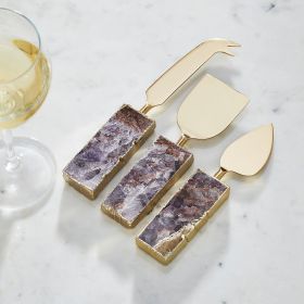 Agate Collection (Color: Amethyst, size: Fork - 8.25" | Knife - 7.1" | Spade - 7")